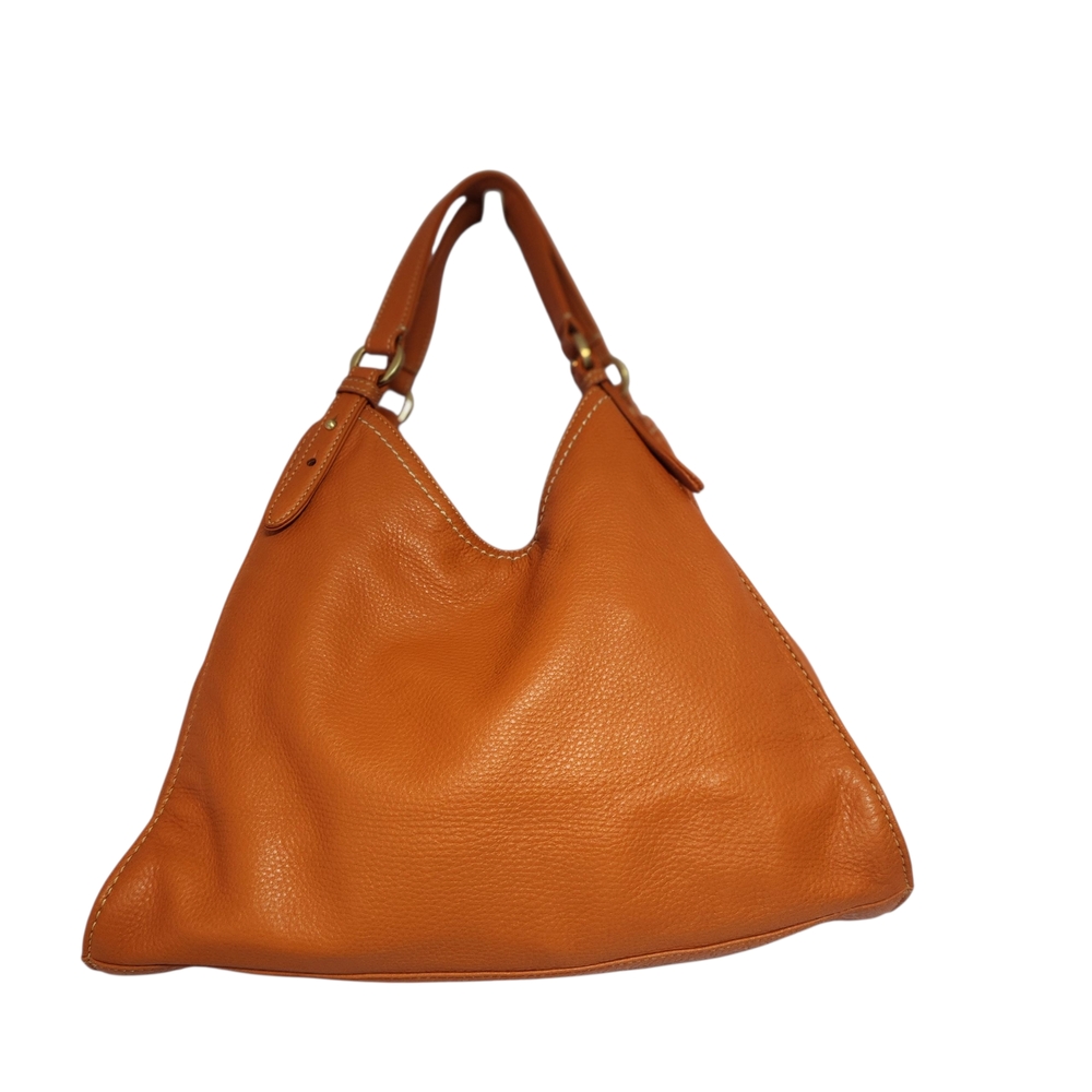 Cole Haan Cognac Orange Pebbled Leather Hobo